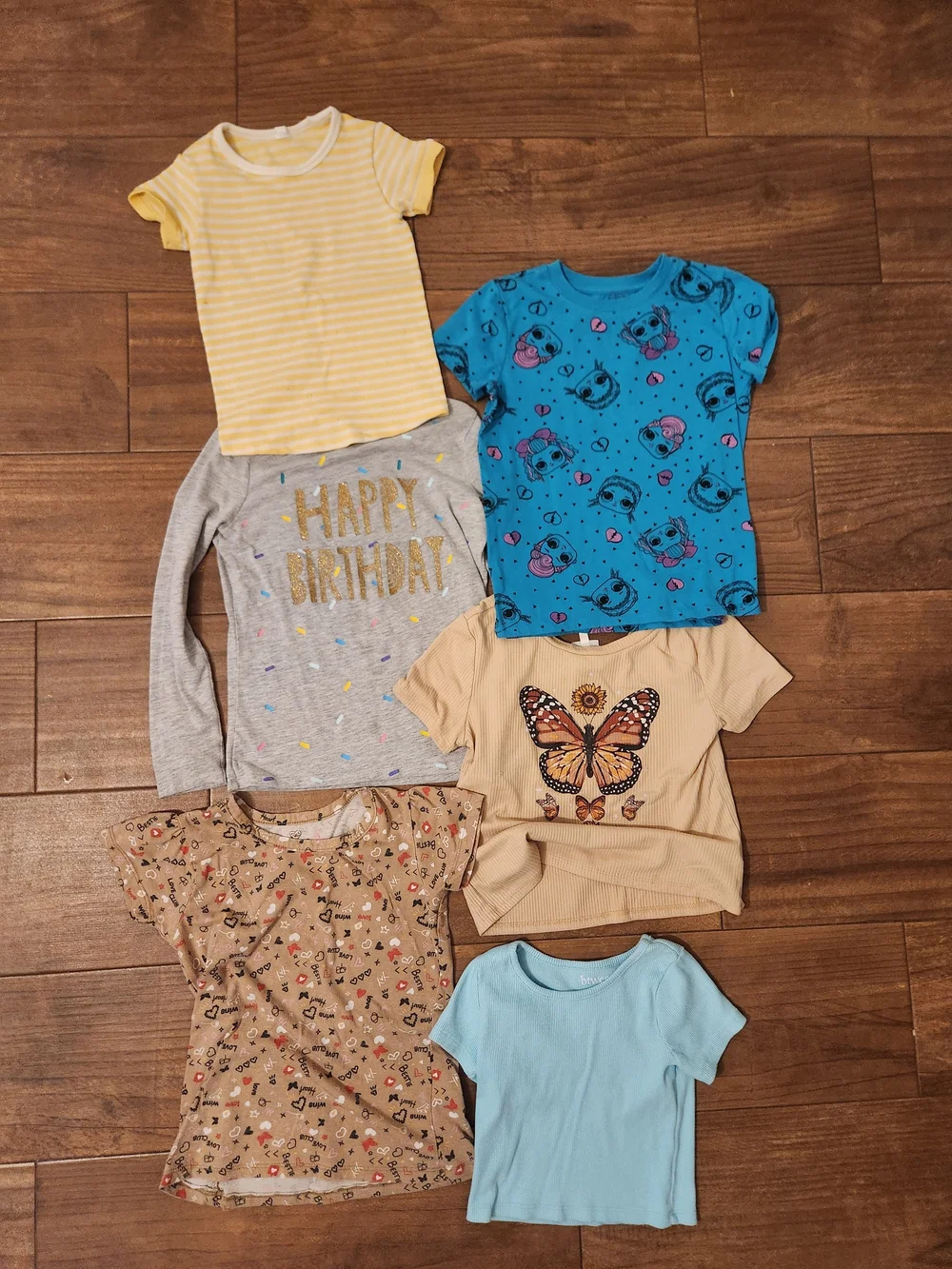 Girl's Mixed Pajama and Tee Set  shorts Yellow Blue Gray Beige Turquoise m 8 10